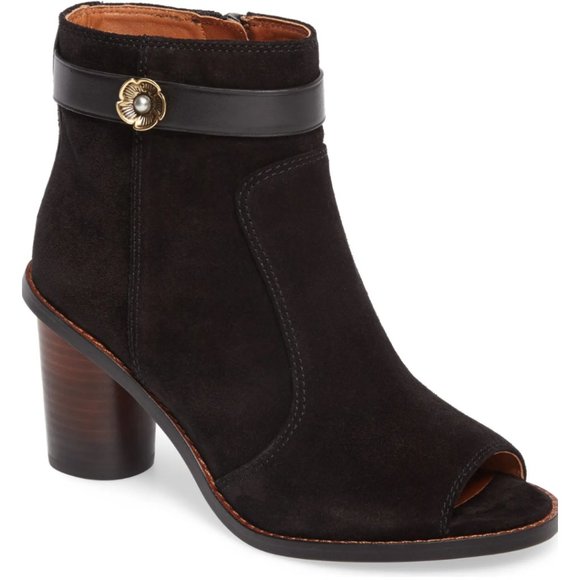 Coach Peep Toe Moto Boot in Black Suede NIB - Picture 3 of 16